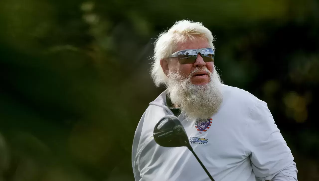 John Daly United States playing 3rd hole during a practice round prior to the PNC Championship at The Ritz-Carlton Golf Club on December 2023 in Orlando Florida