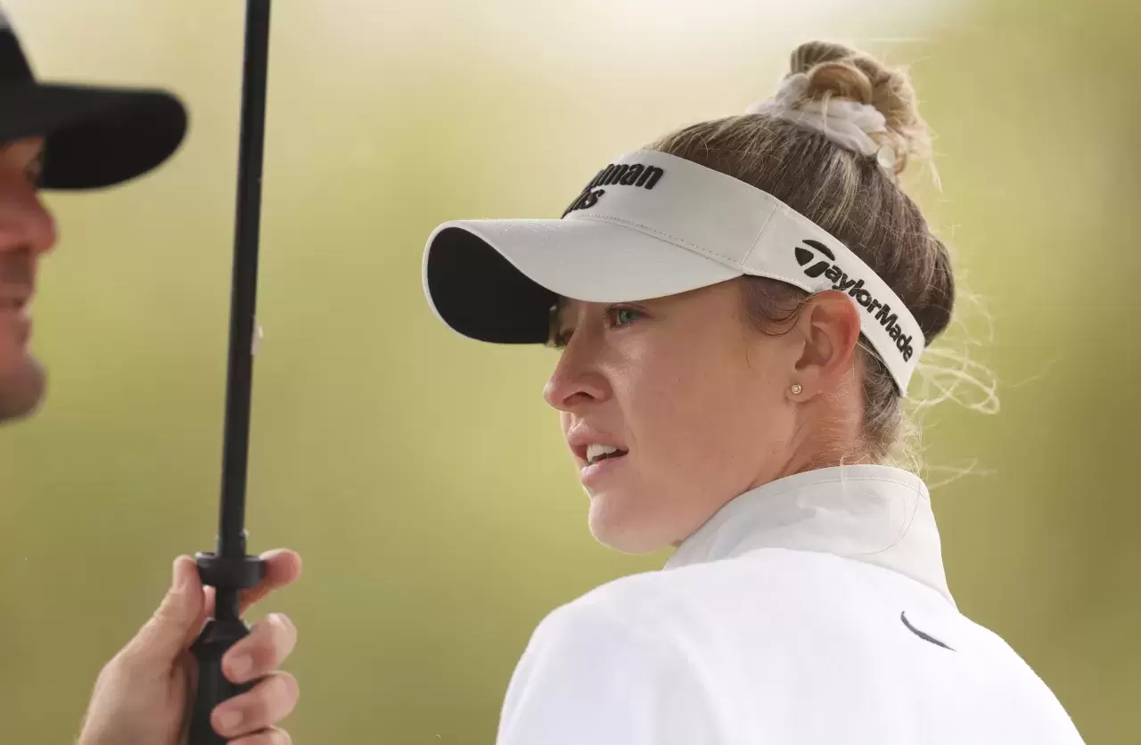 Nelly Korda of the United States looks on during the final round of the Ford Championship presented by KCC at Seville Golf and Country Club on March 31, 2024 in Phoenix, Arizona