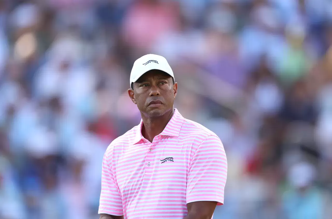 Tiger Woods of the United States looks on from the 13th tee during the first round of the 124th U.S. Open at Pinehurst Resort on June 
