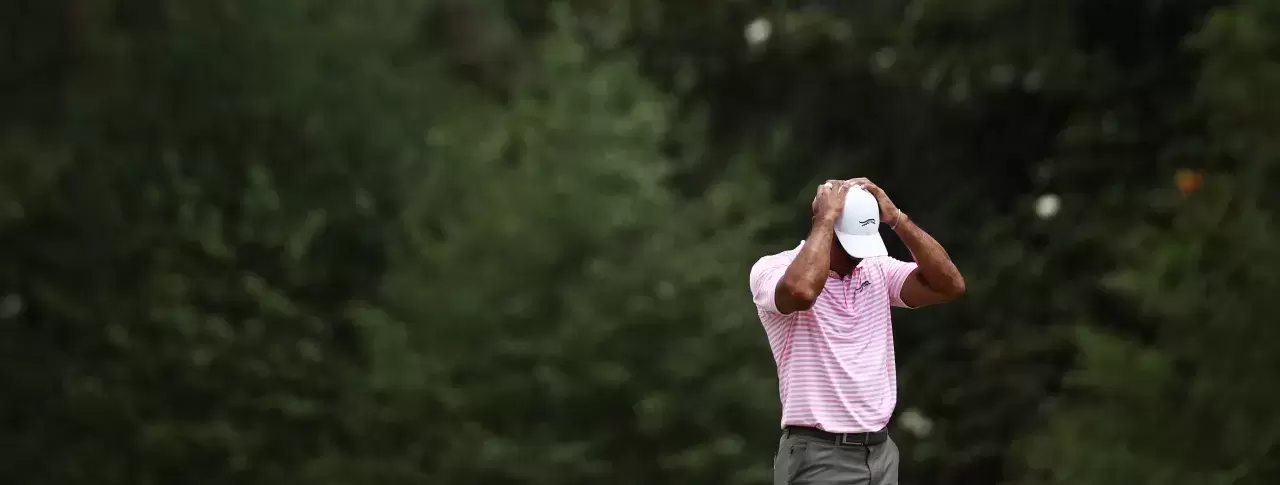 Tiger Woods of the United States reacts on the eighth green during the first round of the 124th U.S. Open at Pinehurst Resort on June 13, 2024 in Pinehurst, North Carolina2