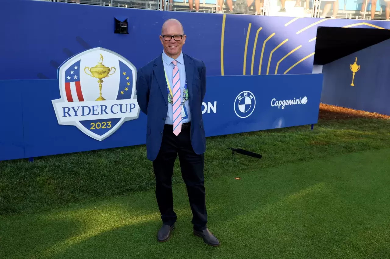 Guy Kinnings, Deputy CEO and Ryder Cup Director, poses for a photograph during the Saturday morning foursomes matches of the 2023 Ryder Cup at Marco Simone Golf Club on September 30, 2023 in Rome, Italy