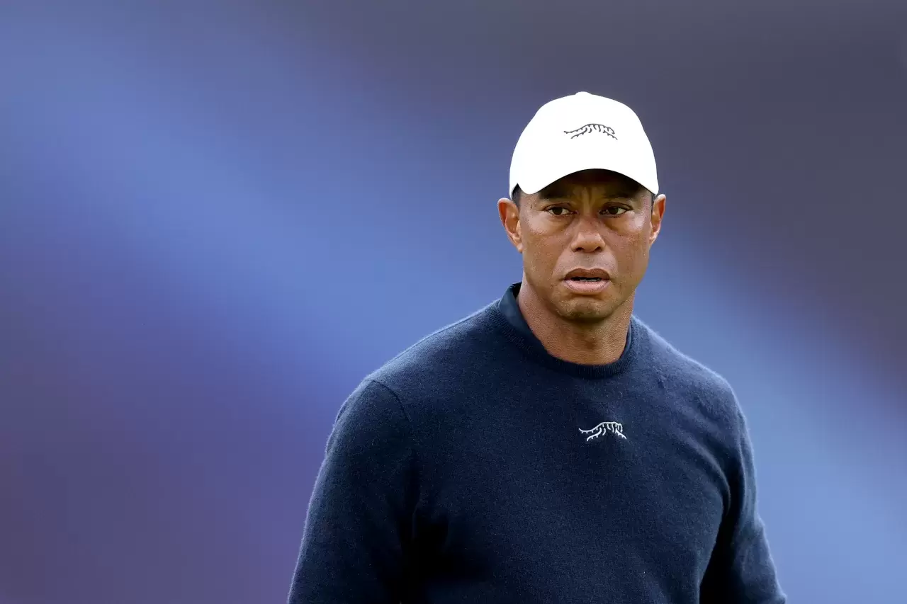 Tiger Woods of the United States reacts on the 18th green during day two of The 152nd Open championship at Royal Troon 