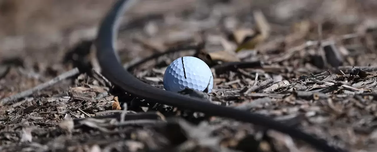 A detailed view of the ball of Matt Wallace of England, as it lands by a cable on the first hole on day three of the DP World Tour Championship 2024 at Jumeirah Golf Estates on November 16, 2024 in Dubai, United Arab Emirate