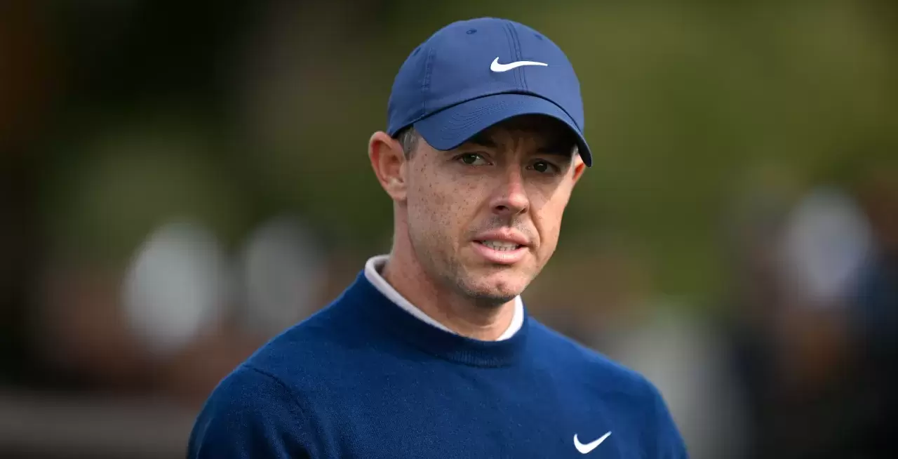 Rory McIlroy of Northern Ireland walks off the 16th tee box during the final round of AT&T Pebble Beach Pro-Am at Pebble Beach Golf Links 