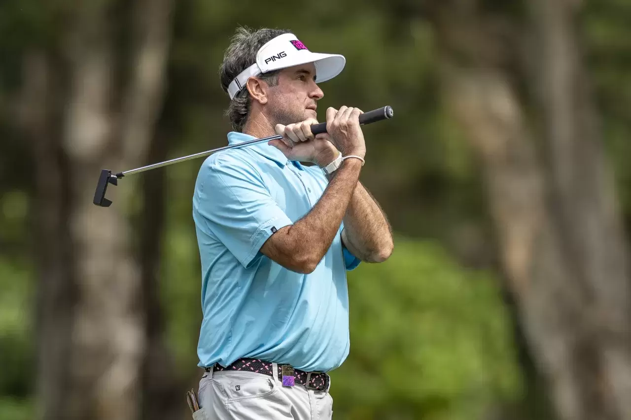 Bubba Watson of United States reacts on day two of LIV Golf Hong Kong at The Hong Kong Golf Club