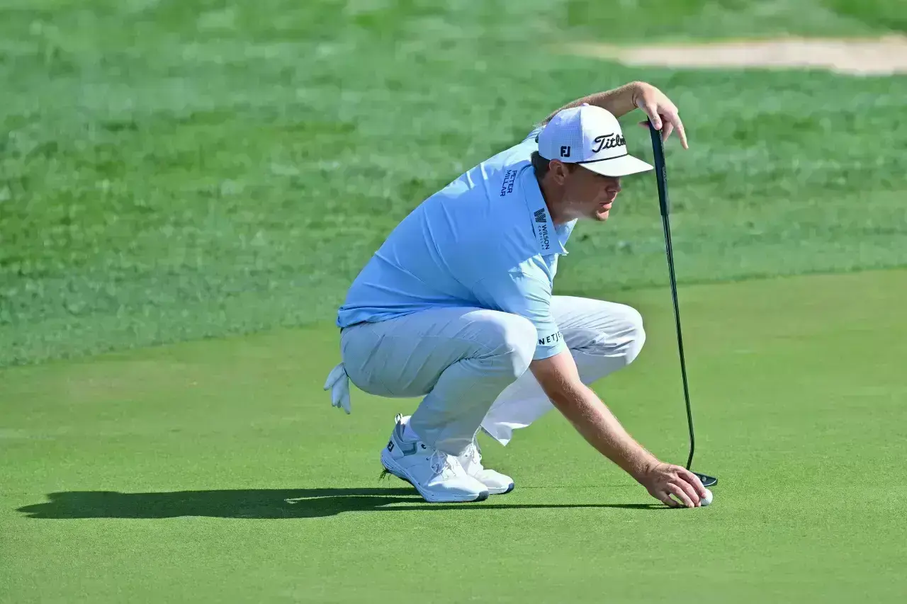 Patton Kizzire of the United States lines up a putt Valspar Championship 2025 at Innisbrook Resort Photo by Julio Aguilar Getty Images