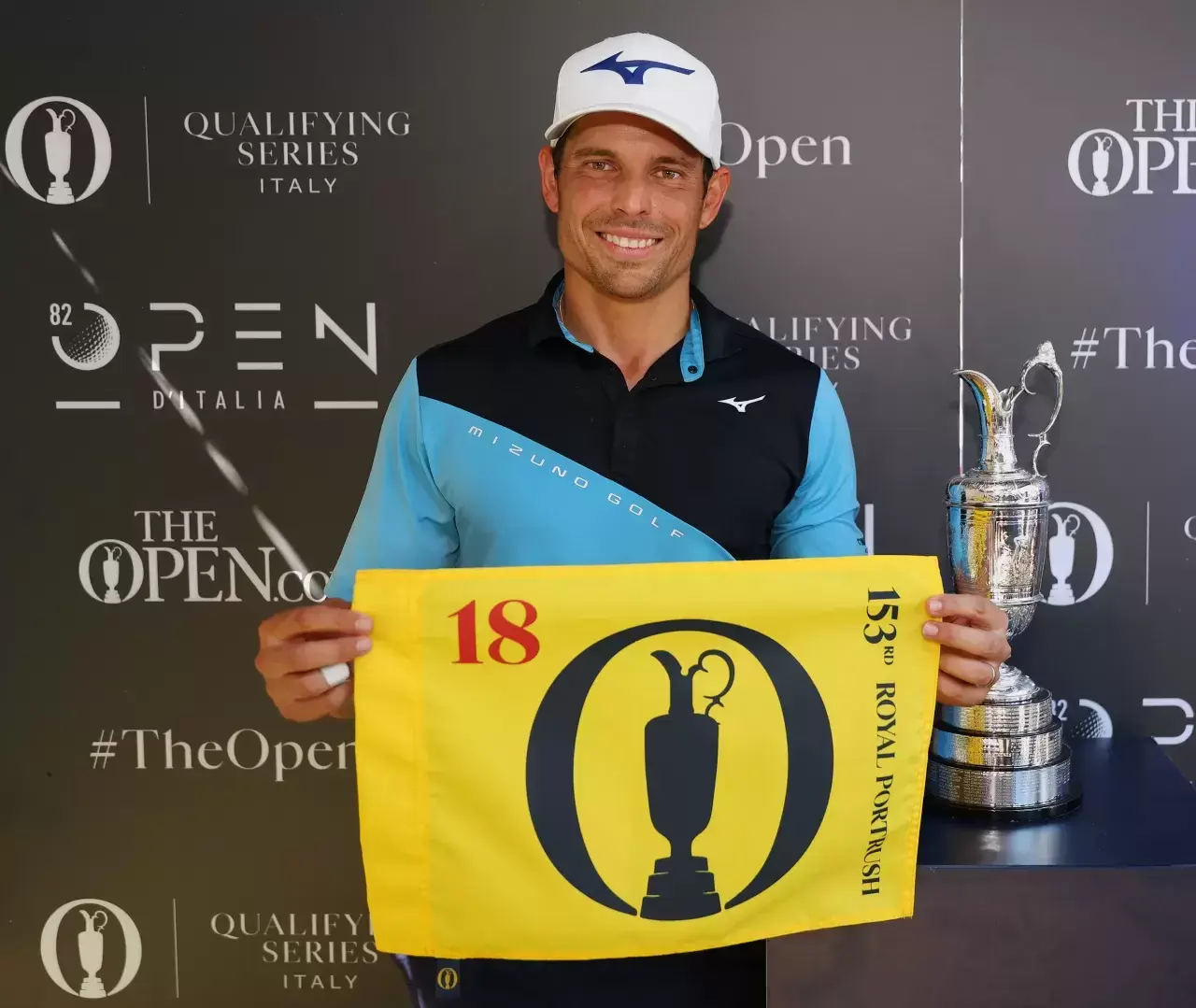 Adrien Saddier of France 153rd Open following his victory on day four of the Italian Open 2025 at Argentario Golf Wellness Resort Porto Ercole, Italy