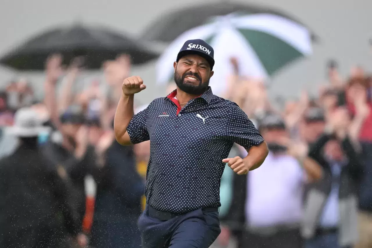 J. J. Spaun of the United States poses with the trophy after winning during the final round of the 125th U.S. OPEN at Oakmont Country Club on June 15, 2025 in Oakmont, Pennsylvania