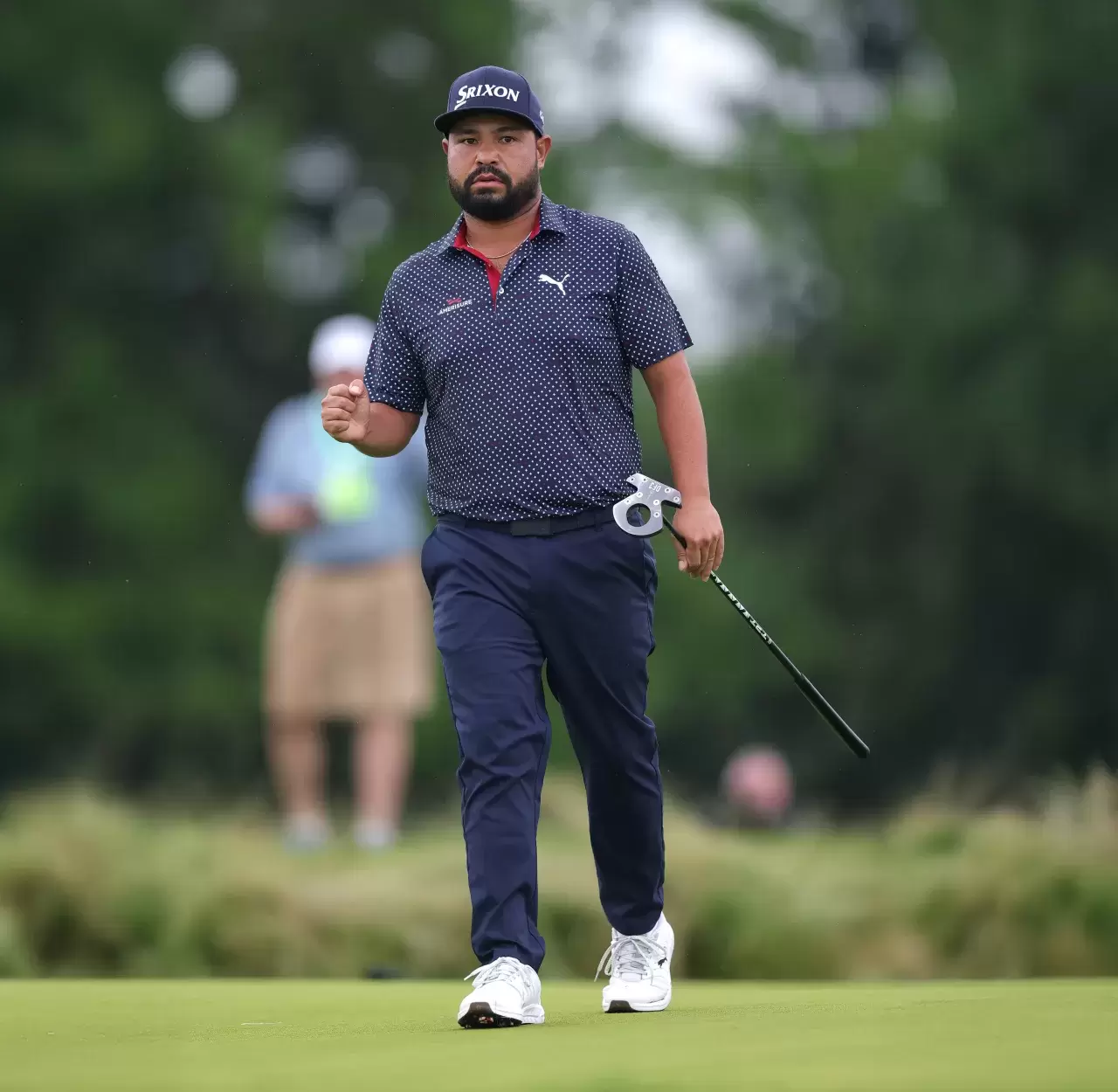 J.J. Spaun LAB Putter reacts to his putt the 125th U.S. OPEN at Oakmont Country Club on June 15, 2025 in Oakmont Pennsylvania
