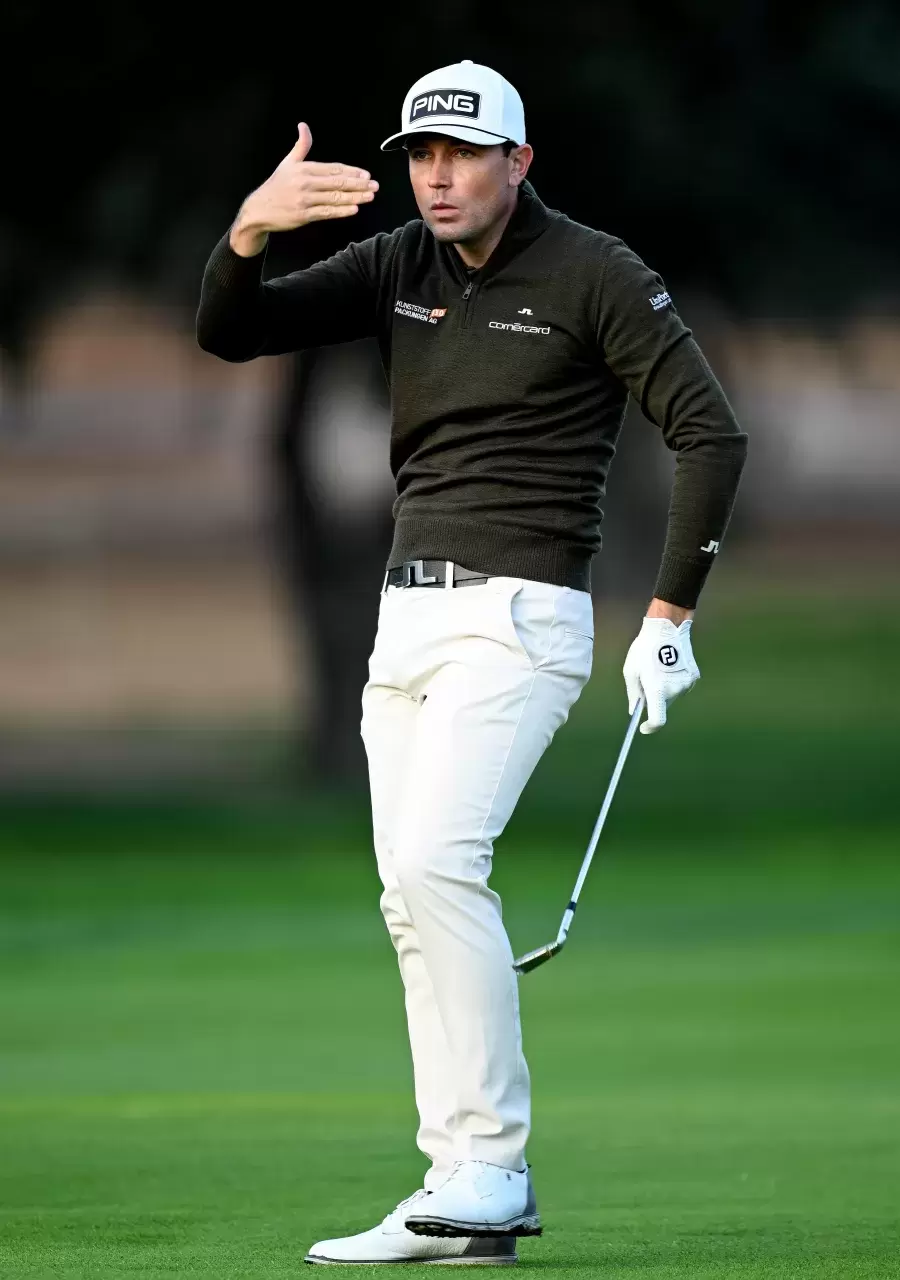 Joel Girrbach of Switzerland on the first hole on day one of the Open de España presented by Madrid 2025 at Club de Campo Villa de Madrid