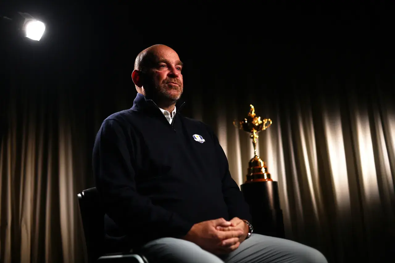 Thomas Bjorn of Denmark, pictured here on April 9th 2024, is named as Luke Donald's second European 2025 Ryder Cup Vice Captain at IMG Studios on April 16, 2024 in London, England
