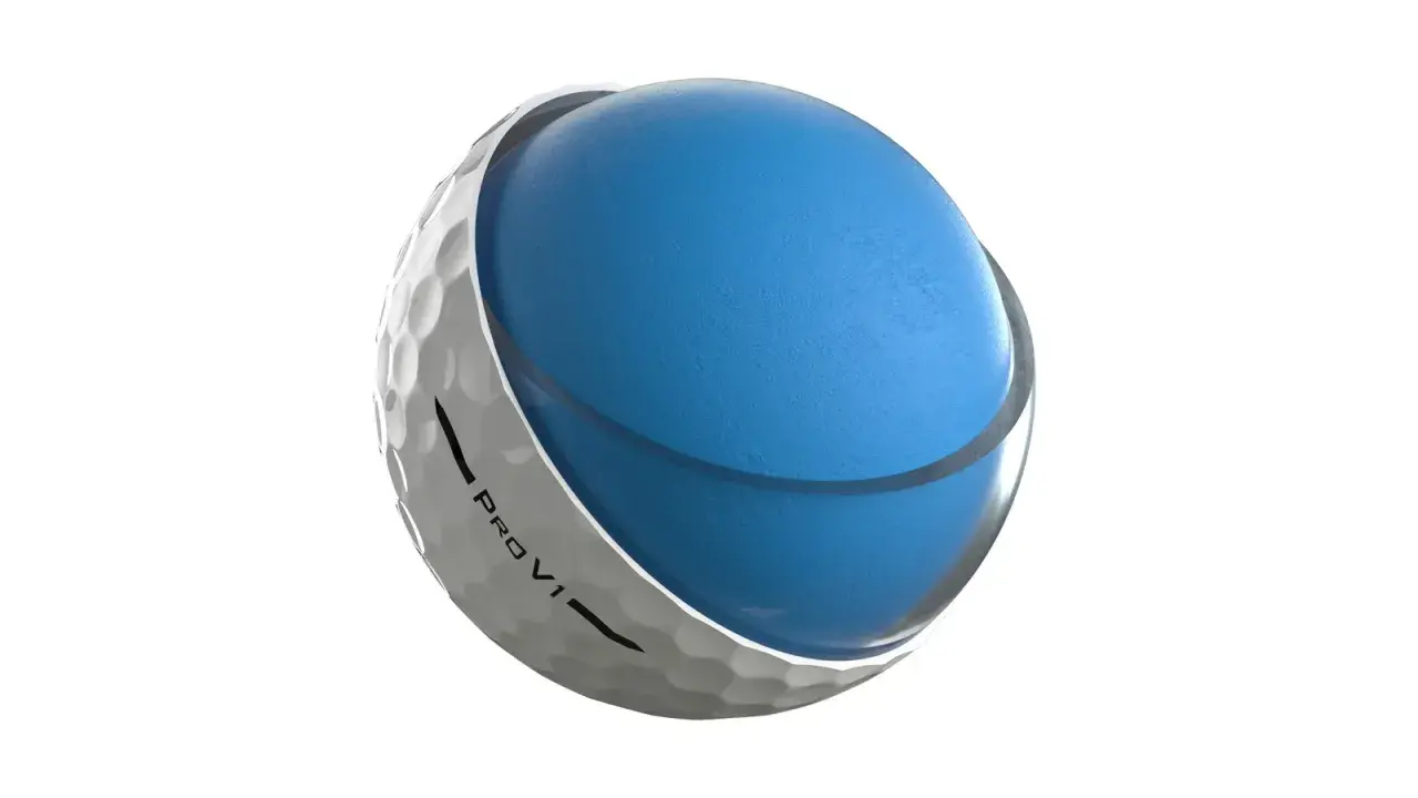 Der 3-Layer-Golfball besteht aus Kern, Mantel und Cover. Er richtet sich an eine breite Zielgruppe, die eine Balance aus Länge und Kontrolle sucht.  Der Kern besteht in der Regel aus Polybutadien-Kautschuk. Dieses robuste Material komprimiert beim Treffmoment und federt rasch in seine Ursprungsform zurück – die Basis für Ballgeschwindigkeit.  Die Mantelschicht, häufig aus synthetischen Polymeren wie Ionomerharzen (z.B. Surlyn), fungiert als Puffer zwischen Kern und Schale. Sie beeinflusst das Spinverhalten:
