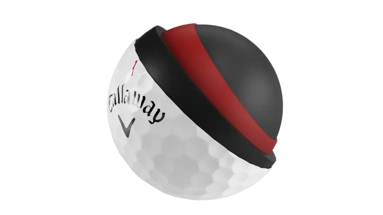 Der 3-Layer-Golfball besteht aus Kern, Mantel und Cover. Er richtet sich an eine breite Zielgruppe, die eine Balance aus Länge und Kontrolle sucht.  Der Kern besteht in der Regel aus Polybutadien-Kautschuk. Dieses robuste Material komprimiert beim Treffmoment und federt rasch in seine Ursprungsform zurück – die Basis für Ballgeschwindigkeit.  Die Mantelschicht, häufig aus synthetischen Polymeren wie Ionomerharzen (z.B. Surlyn), fungiert als Puffer zwischen Kern und Schale. Sie beeinflusst das Spinverhalten: