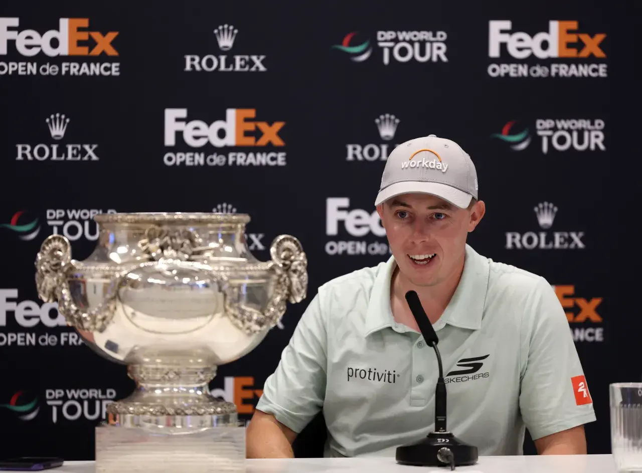 GUYANCOURT, FRANCE - SEPTEMBER 27 Matt Fitzpatrick of England speaks during a press conference following victory on day four of the FedEx Open de France at Le Golf National on September 27, 2026 in Guyancourt, France. (Photo by Jasper WaxGetty Images)
