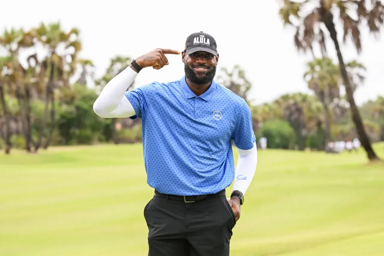 LUANDA, ANGOLA - SEPTEMBER 12 LeBron James poses for a photo on the golf course during qualifying for the E1 Series Luanda GP on September 12, 2026 in Luanda, Angola. (Photo by Johan RynnersGetty Images)