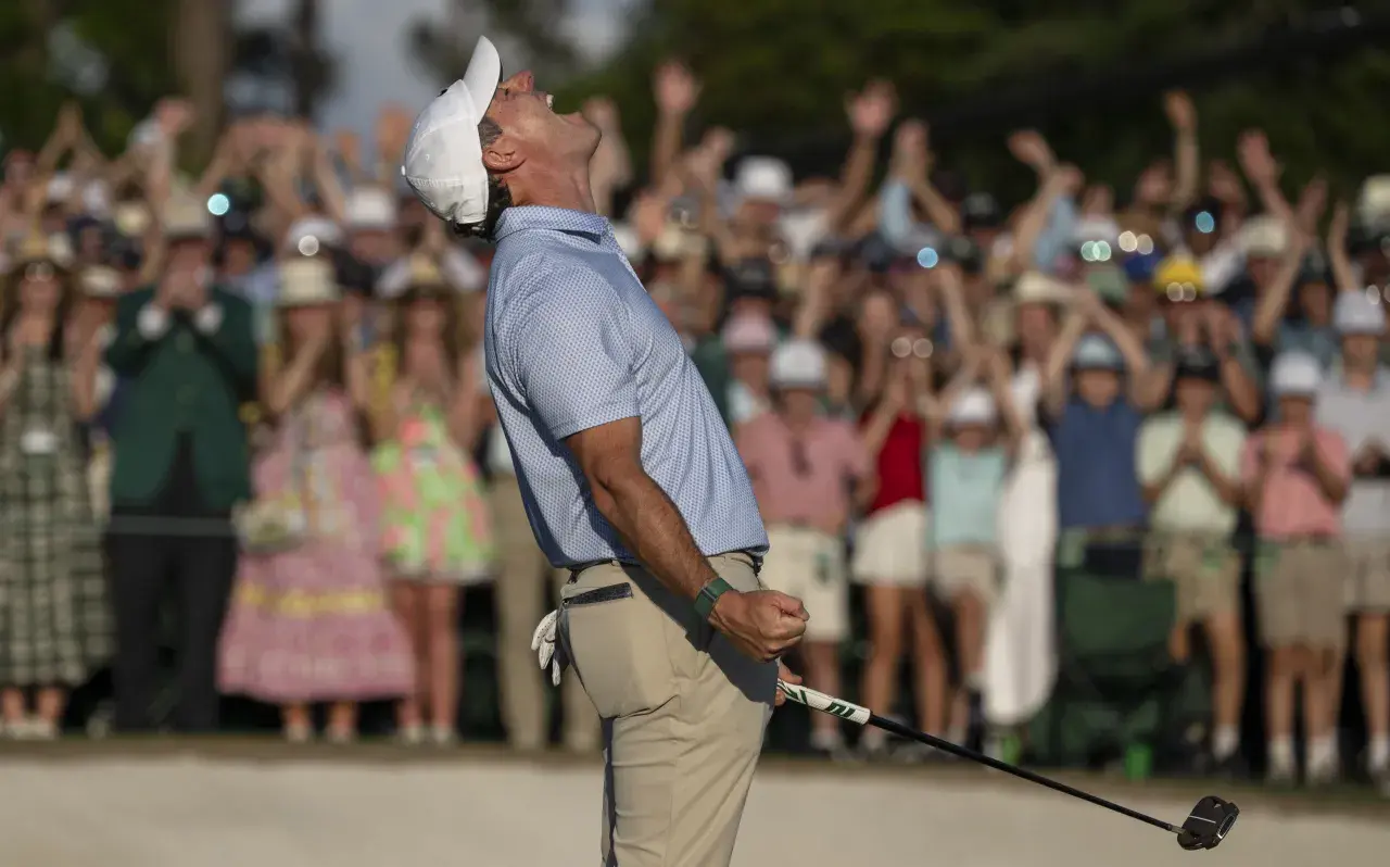 Masters champion Rory McIlroy of Northern Ireland celebrates after the final round of the Masters at Augusta National Golf Club, Sunday, April 12, 2026. (Photo by David Paul MorrisAugusta NationalGetty Images).jpg