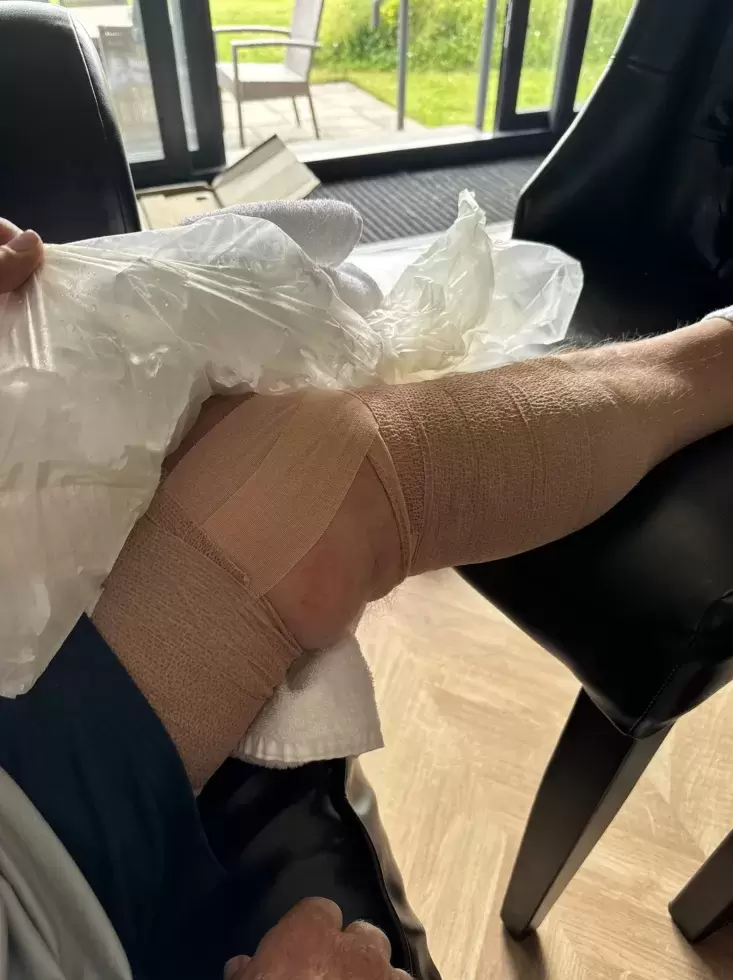 John Daly of the United States walks on the second hole during a practice round prior to The 152nd Open championship at Royal Troon on July 16, 2024 in Troon, Scotland