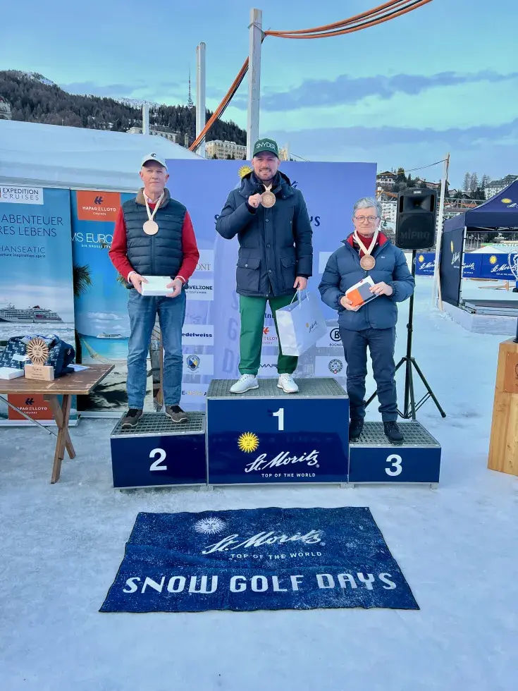 Die Stimmung unter den Teilnehmerinnen und Teilnehmern war entsprechend gelöst und zugleich konzentriert. Nach zwei intensiven Turniertagen stand beim grossen Finaltag nochmals alles im Zeichen von sportlichem Ehrgeiz, Wintergolf-Genuss und dem gemeinsamen Erlebnis auf dem einzigartigen Snow-Golf-Kurs. Das internationale Teilnehmerfeld sorgte für spannende Flights und zahlreiche sehenswerte Schläge – ein Abschluss, der dem Charakter der Snow Golf Days voll gerecht wurde.  Die Sieger des Tages (Freitag, 13. 